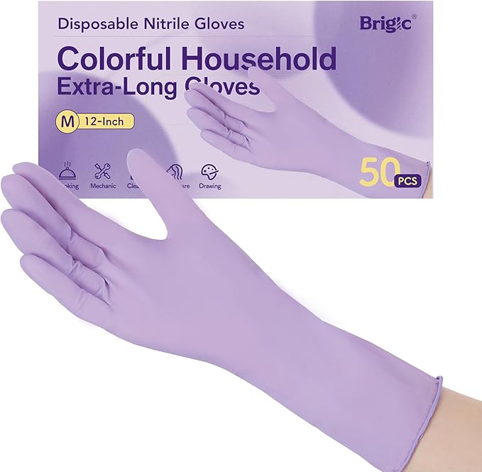 12 Inch Long Cuff Nitrile Gloves, Disposable Gloves | Extended Coverage • Textured Grip • Tear Resistant Protection