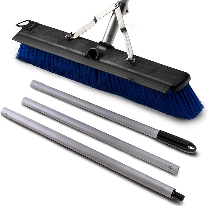 SPARTA 3621961814 Sweep Complete Aluminum Handle Floor Sweep with Squeegee, Plastic Bristles, 18" Length, 3" Bristle Trim, Blue
