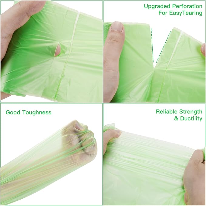 4 Gallon Small Biodegradable Trash Bags - Inwaysin 4 Rolls 100 Count Clear Green Garbage Bag Unscented Bulk Strong Thick Compostable Waste Basket Liners for Kitchen Office Car Pet
