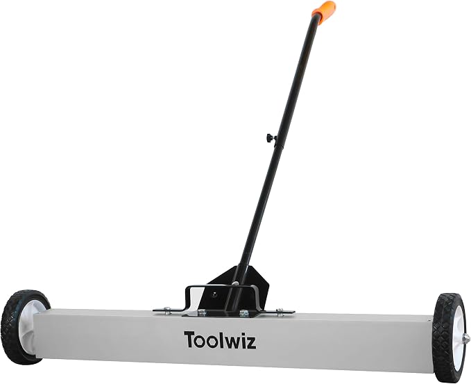Toolwiz 36" Magnetic Sweeper with Wheels, 50 Lbs Capacity Quick Release | Rolling Magnetic Floor Sweeper, Telescoping Holder, Quick Release Latch, Industrial Heavy Duty Metal Pick Up