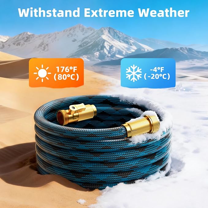 Garden Hose, Non-Expandable Water Hose 125 ft, Flexible Water Pipe with 10-Function Spray Nozzle, Lightweight Outdoor Hose for Yard, Lawn, Car Wash, RV and Home Use