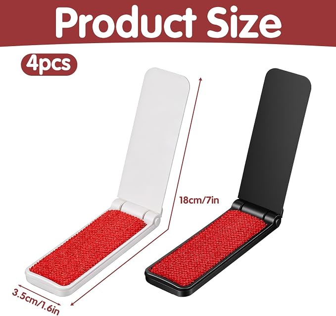 Hecila Foldable Lint Brush for Clothes Portable Lintbrushes Compact Size | Reusable Mini Lint Brushes, Travel Removal Tool, Furniture, Pet Hair, Sticky Surface, Easy to Clean, No Mess, Fuzz Remover