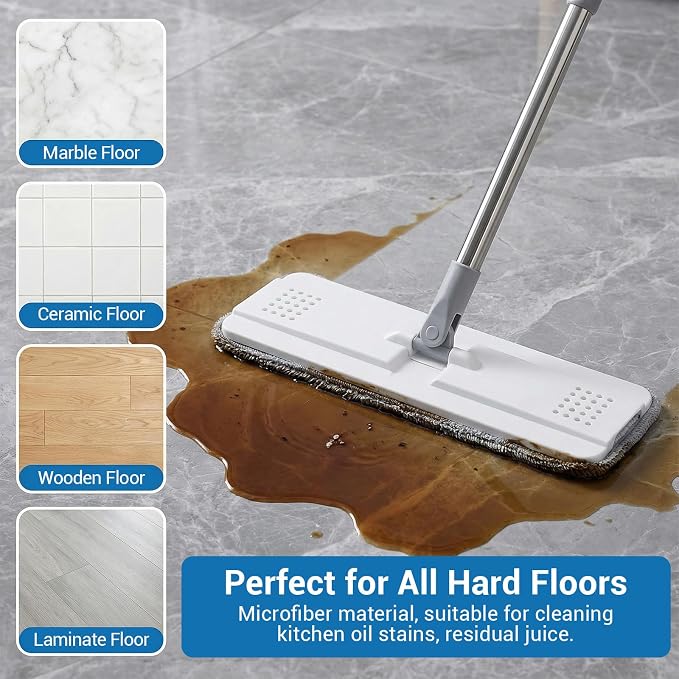 20Pcs Mop Replacement Pads, 13x4.9'' Universal Mop Pads | Mop Head Refills Washable Wet Mop, Compatible with Most 11-13” Size Mops Microfiber Flat Mop Pad