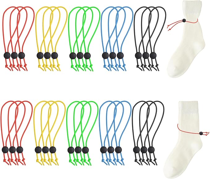 INCREWAY 30pcs Mixed Color Sock Clip Nylon Band Laundry Sock Storage Clip Keep Socks Organized Cable Tie Organizer Strap for Washer & Dryer Washing Care Tools Cleaning Loop Accessories