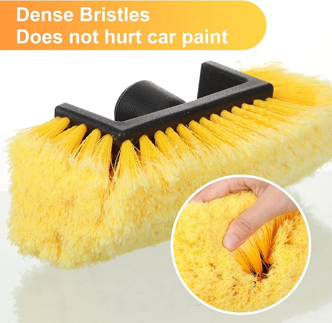 Tanlade 2 Pcs Car Wash Brush Heads Soft Bristle Flow Thru,10 Inch,Yellow (Pack of 2)