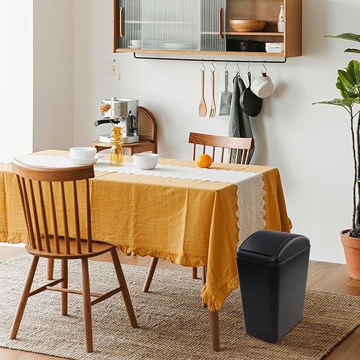 Vababa 3-Pack 4.5 Gallon Garbage Can, Trash Can with Swing Lid, Black | Swing Top Lid, Side Handle, Compact Slim Rectangular Shape, Ideal for Bedroom, Bathroom & Office Daily Waste Disposal