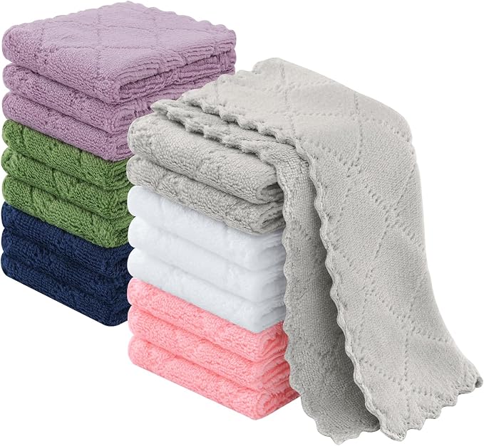 Homaxy Super Soft Absorbent Coral Velvet Dish Cloths 18 Pack, 7" x 9" | Fast Drying, Nonstick Oil, No Lint, Multi-Purpose, Microfiber Cleaning Cloth, Machine wash