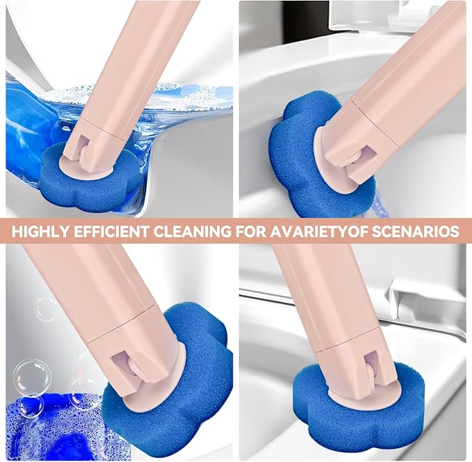 Disposable Toilet Brush with 48 Refills,Toilet Cleaning Supplies,Toilet Wand Brush Starter Kit,Wall Mounted Toilet Bowl Cleaner Brush with Holder for Bathroom Deep Cleaning & Hygiene (Pink)