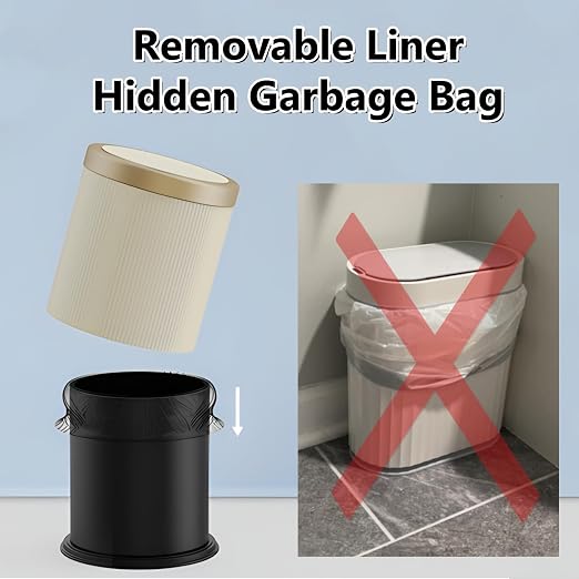 URALFA 2PCS Bathroom Trash Can Automatic Touchless, Motion Sensor Trash Can | 2.8 & 3.7 Gallon Bathroom Garbage Can with Lid, Smart Waterproof Trash Bin for Bedroom, Office, Restroom, Black and Gold