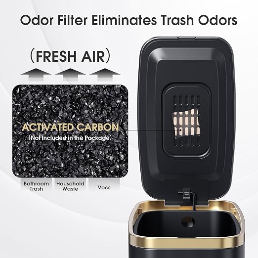 CEROELDA Small Bathroom Trash Can with Lid Soft Close-5L/1.3 Gal Slim Garbage Can-Metal Step Wastebasket-Rectangle Narrow Waste Bin for Office, Bedroom, Toilet, Live Room (Black)
