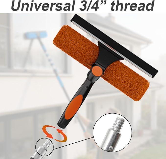 Window Squeegee Kit 2-in-1 Professional Washer for High Windows