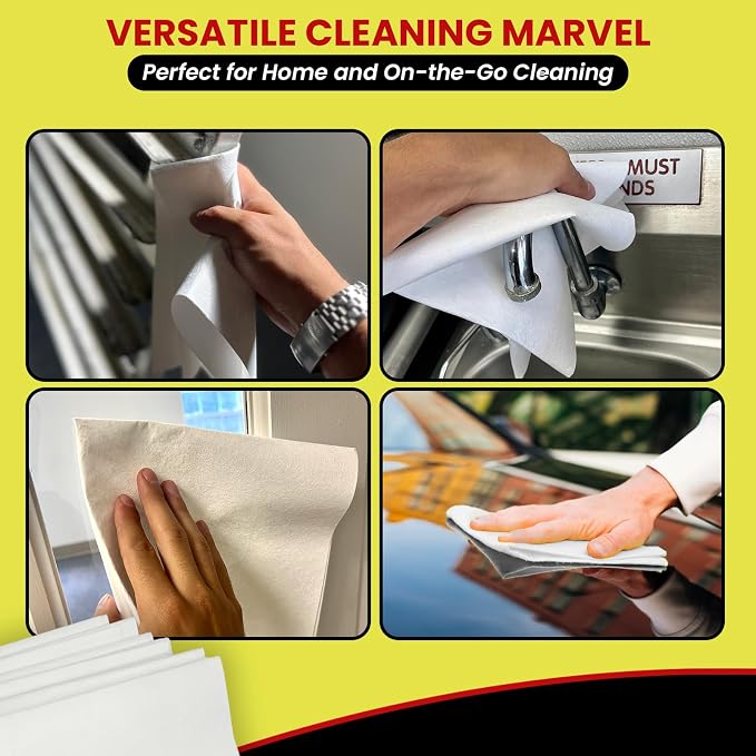 Streak Free/3 Microfiber Glass Cleaning Cloth, 6 Pack, Lint Free & Reusable | 16" x 16" Lint-Free Window & Mirror Cleaning Towels, Streak-Free Reusable Cloths for Glass, Cars & Home - Just Use Water