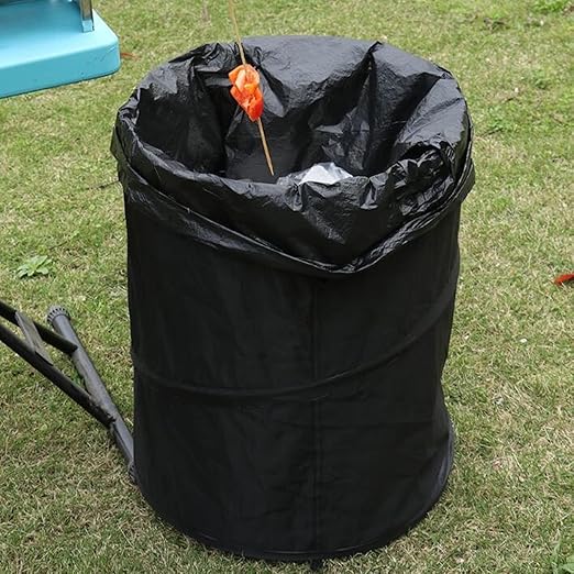 10 Gallon Camping Trash Can, Collapsible, Pop up Trash Can for Camping, Travel, Outdoor,Home,Black Color