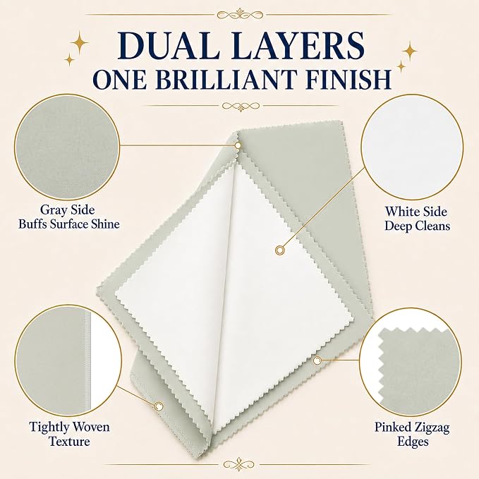 Bonison 3 Pack Large Silver Polishing Cloth – 10"x12" Jewelry Cleaning Cloth & Multi-Layer Jewelry Polishing Cloth for Silver, Gold, Diamond, Platinum, Coins, Watches, Gemstones（Gray）