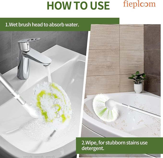 Non-Scratch Tub Tile Scrubber Brush, 28" Extendable Pole（2-Pack） | Soft Tub Brush Mop, Shower Brush with Long Handle for Bathtub Bathroom Sink Basin Tile Wall