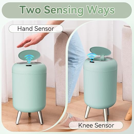 Touchless Sensor Bedroom Trash Can with Lid,Small Wastebasket(Blue) | Automatic Diaper Garbage Can,Convenient and Hygienic Easy to Use,Mini Motion Sensor Trashcan for Office/Bathroom/Outdoor/Dorm