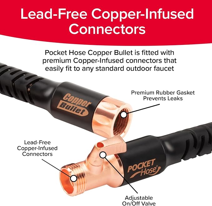 Pocket Hose 50 FT Copper Bullet Hose, 10-Pattern, 650psi