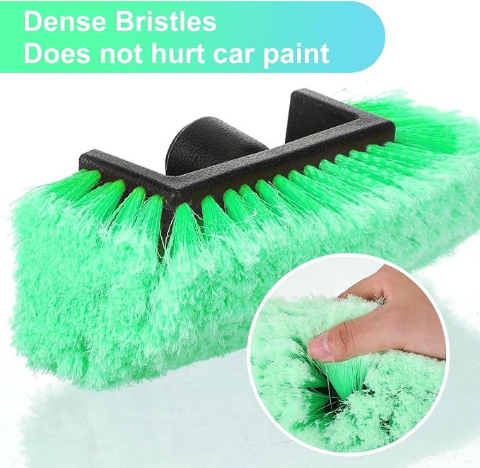 Vesici Car Wash Brush Head with Soft Detailing Bristle Flow Thru Car Cleaning Brush Exterior Car Wash Equipment for Auto Truck RV Boat Camper Washing, 10 Inch(Green,4 Pcs)