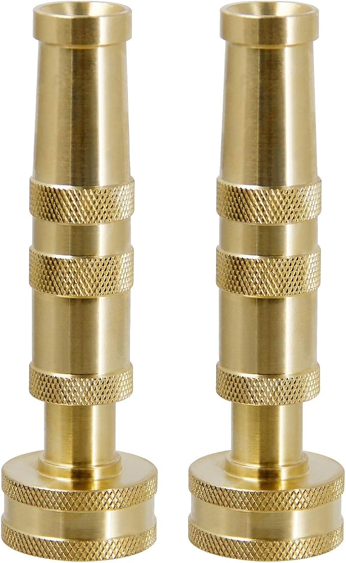 Biswing Brass Hose Nozzles, Heavy-Duty Brass Adjustable Twist Hose Nozzle, 2 Pack (4"), VI3432