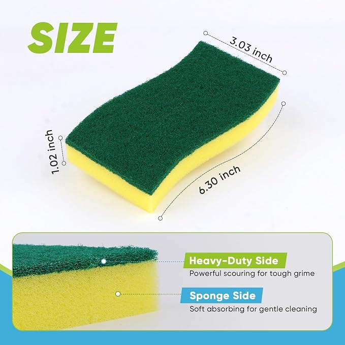 AIDEA Sponges Kitchen, 6-Pack XL Heavy Duty Dish Sponges, Cleaning Sponges | Reusable Dish Sponges Stink-Free, Extra Large Cleaning Dish Scrubber Sponges for Home/kitchen/ Restaurant/ Household Cleaning