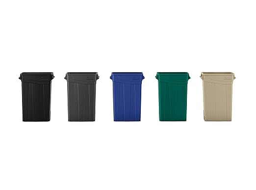 Suncast 23 Gal, Commercial Narrow Trash Can with Handles, Gray, Made in USA
