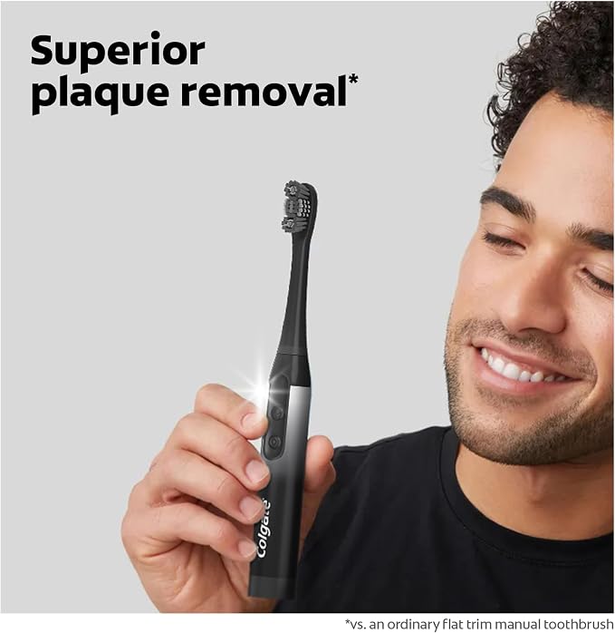 Colgate 360 Battery Powered Replacement Toothbrush Heads, Black, 2 Pack | Fits Any Colgate 360 Battery Powered Electric Toothbrush, Soft Bristles, Rubber Polisher, Removes Odor-Causing Bacteria