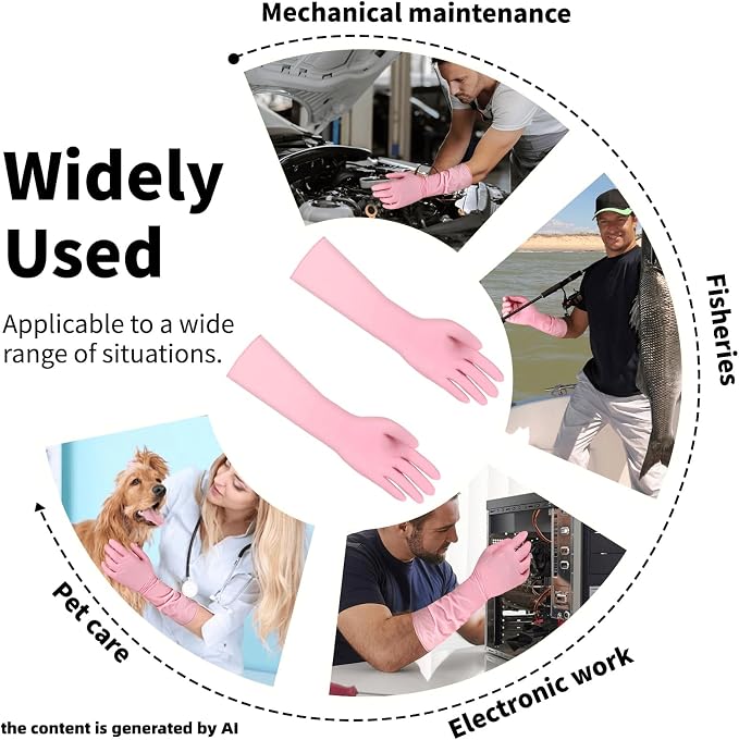 16inch Nitrile Disposable Gloves Long Sleeved Blue 6Mil 50PCS | Durable Anti slip Waterproof Powder Free Household Cleaning Dishwashing Auto repair Pet care Protective Gloves
