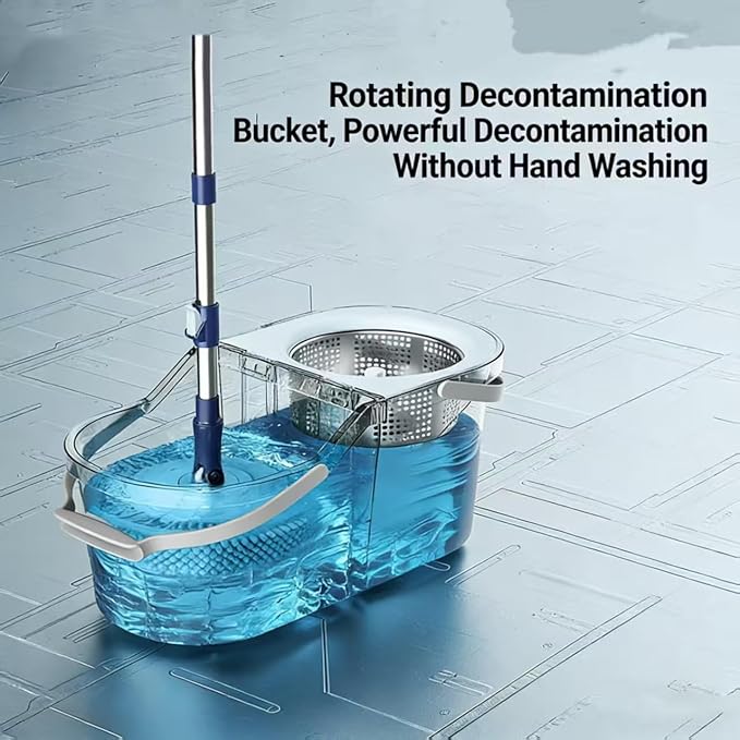 Spin Mop and Bucket Set | 4 Washable Microfiber Mop Heads, Durable Replacement Pads for Hardwood, Tile & Multi-Surface Floor Cleaning