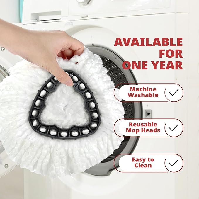 4 Pack Mop Replace Head | Spin Mop Replacement Head Easywring 1-Tank System, Easy Cleaning, Microfiber, Machine Washable
