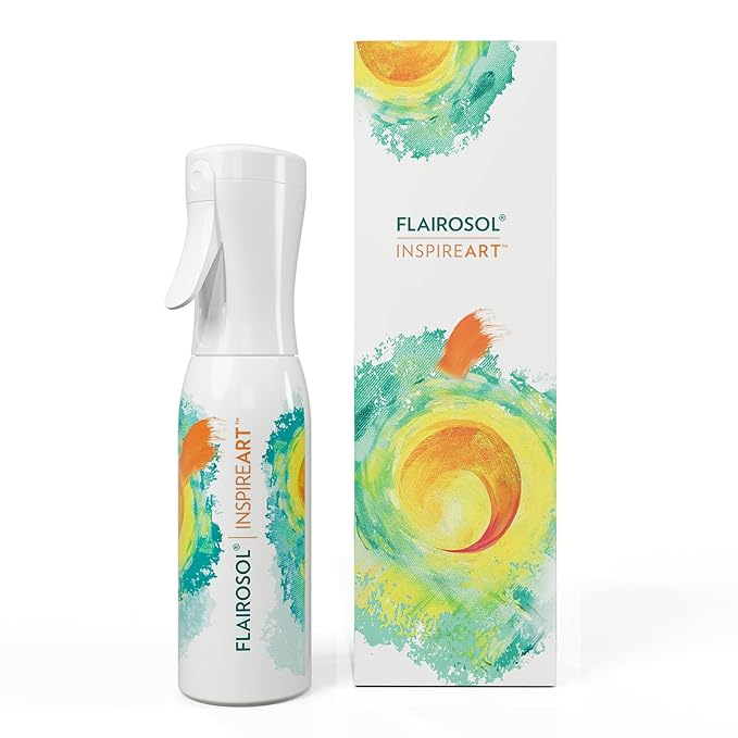 FLAIROSOL InspireArt Continuous Ultra Fine Spray Bottle, 6.8oz, White/Green | Patented technology, for hairstyling, cleaning & arts and crafts use, versatile water spray bottle