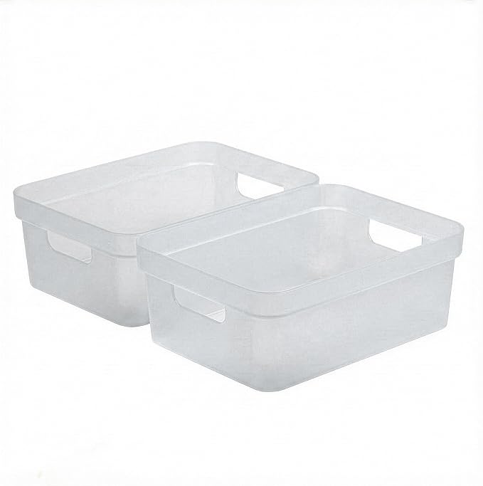 BINO | Plastic Storage Bins, 9 Liter - 2 Pack, Frosted | THE MODERN COLLECTION | Plastic Bins for Organization | Woven Storage Baskets for Organizing | Pantry Shelf Organizer Basket Container Bin