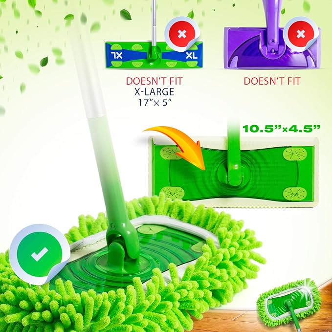 VanDuck Reusable Microfiber Dust Mop Refill for Swiffer Sweeper (6-Pack) | Mop not included, reusable microfiber floor duster, pet hair & dust replacement pads