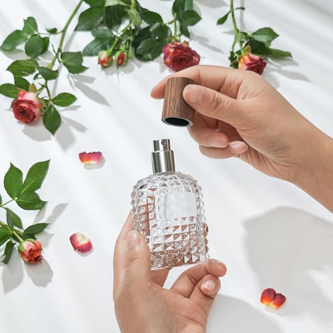 50ml/1.7 Oz Glass Spray Bottle Perfume Atomizer Empty Refillable | Perfume Travel Spray Bottle,Fine Mist Cologne Perfume Container with 3 Kinds of Dispenser