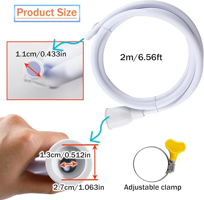 2M/6.56FT Sink Extension Hose,Sink Hose Attachment,Portable Water Fill Accessories for Gardening, Watering, and Household Cleaning with Adjustable Clamp