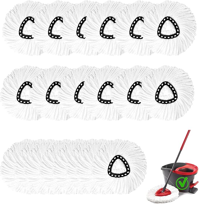 20PCS Spin Mop Replacement,100% Microfiber,Machine Washable,360° Rotation | Compatible with Cedar Easywring 1-Tank System,Deep-Cleaning,360° Rotation,Edge-to-Edge Reach,Easy House Floor Mopping