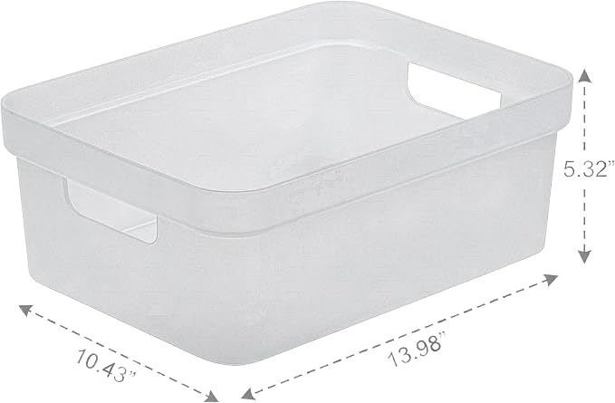 BINO | Plastic Storage Bins, 9 Liter - 2 Pack, Frosted | THE MODERN COLLECTION | Plastic Bins for Organization | Woven Storage Baskets for Organizing | Pantry Shelf Organizer Basket Container Bin