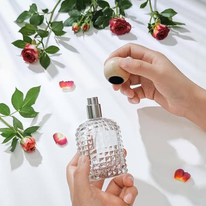 50ml/1.7 Oz Glass Spray Bottle Perfume Atomizer Empty Refillable | Perfume Travel Spray Bottle,Fine Mist Cologne Perfume Container with 3 Kinds of Dispenser