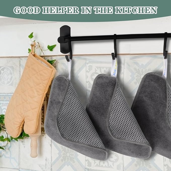 Dish Cloth for Washing Dishes Kitchen Washcloth Cleaning Cloth | 7.87x7.87inch 10pack Kitchen Towels Rags, Microfiber Cleaning Cloths, Wash Cloths with Poly Scour Side, Wholesale, Grey