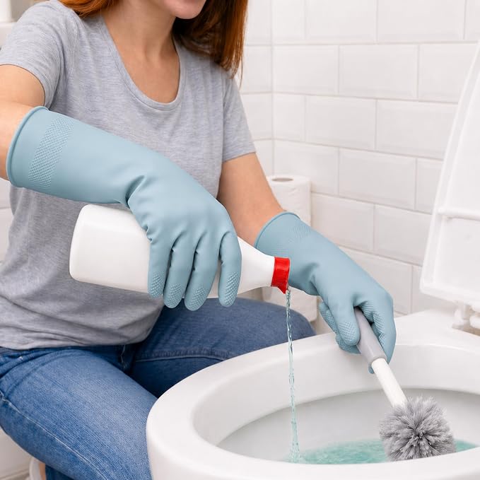 Cleaning Rubber Gloves, Waterproof Non-Slip Long Cuff Dishwashing Household Kitchen Gloves