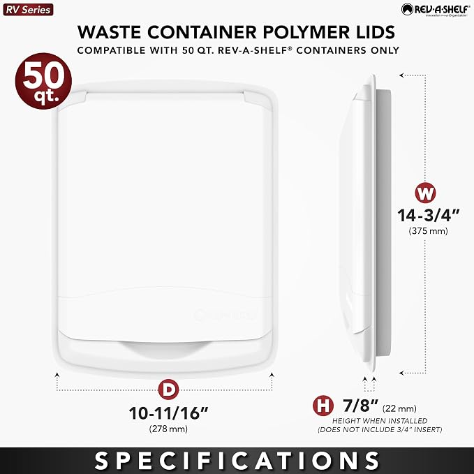 Rev-A-Shelf 50 Qt Under Sink Garbage Can Lid for Base Kitchen and Bathroom Cabinet, Replacement Plastic Trash Bin Lid Only, Silver, RV-50-LID-17-1