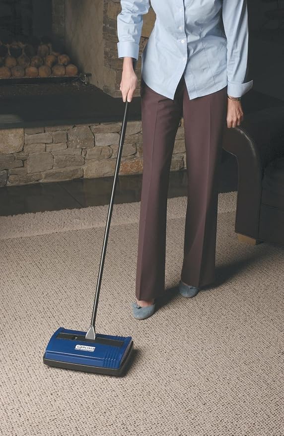 Carlisle FoodService Products Duo-Sweeper Rubberized Carpet and Floor Sweeper – Efficient Manual Cleaning for Restaurants with Low Pile Carpets (Pack of 4)