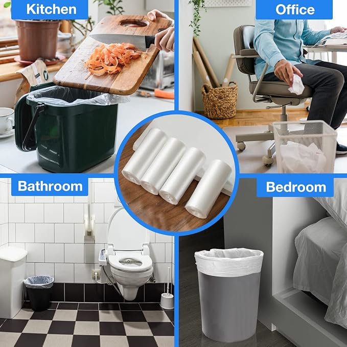 Charmount 1.2 Gallon Small Trash Bags, 200 Count Garbage Bags | Trash Can Liners,fit 4.5-5 Liter Clear for Bathroom, Office, Kitchen Small Trash Can