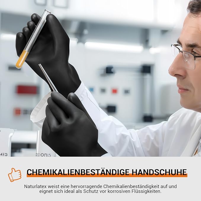 ThxToms Chemical Resistant Gloves, Puncture Resistant,Latex | Heavy Duty Rubber Gloves, Acid Oil & Alkali Resistant for Industrial Cleaning, Auto Repair, Mechanics, 14", 1 Pair