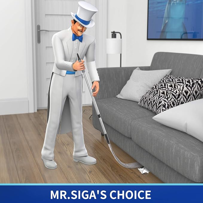 MR.SIGA Microfiber Gap Duster with Stainless Steel Adjustable Handle | Extendable pole, washable microfiber head