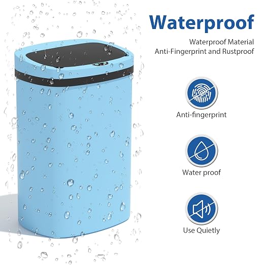13 Gallon/50 L Kitchen Trash Can with Lid, Garbage Can with Touch-Free Lid, Cute Automatic Trash Can Bathroom Trash Bin, Motion Sensor Waterproof Trash Bin