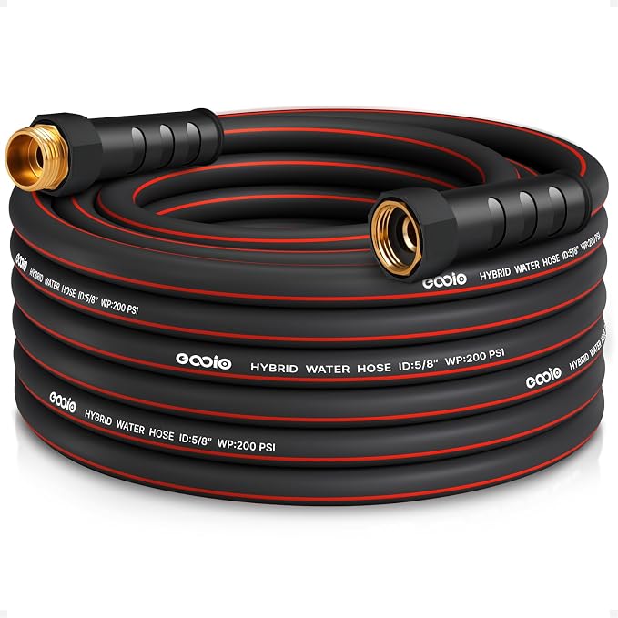 eavy Duty Garden Hose 25ft, NON-EXPANDABLE Flexible Water Hose, Kink Resistant Lightweight Hybrid Hose, Leakproof Hose Male to Female Fittings