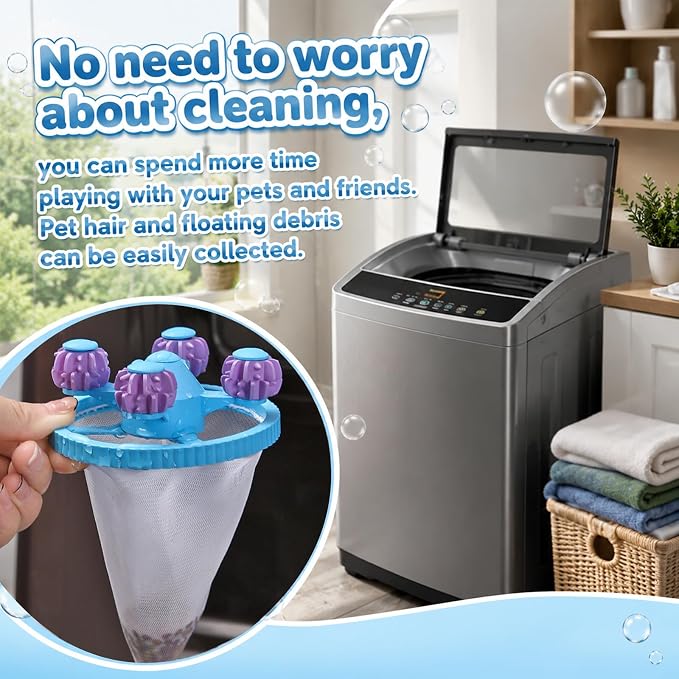 3Pack Washing Machine Hair Filter Mesh Bags,Washing Machine Conical Lint Collectors,Floating Filter,Reusable Washing Machine Hair Collectors for Cat and Dog Hair (3)