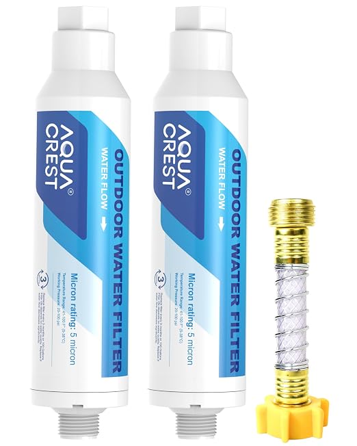 AQUA CREST Hard Water Filter for Hose Car Wash, Reduces Hard Water Spots | Designed for Car Washing, Window & Yard Cleaning, Softens Water, with Flexible Hose Protector, 2 Pack