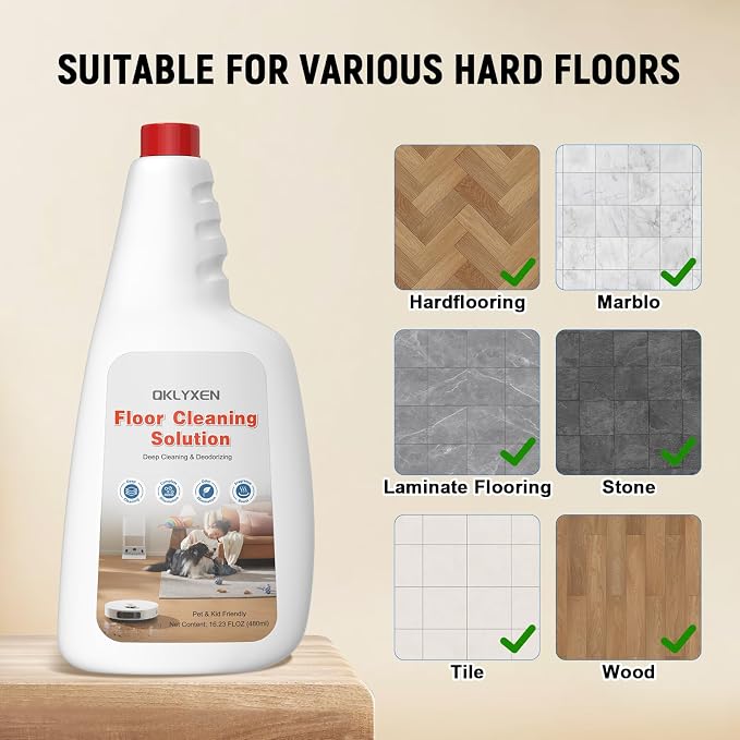 5 Bottle Original Scent Floor Cleaning Solution Compatible with Roborock | Long-Lasting, Fresh Floor Cleaner Refill for All Robot Vacuums with Mopping & Cordless Wet/Dry Vacuum Mop Cleaner