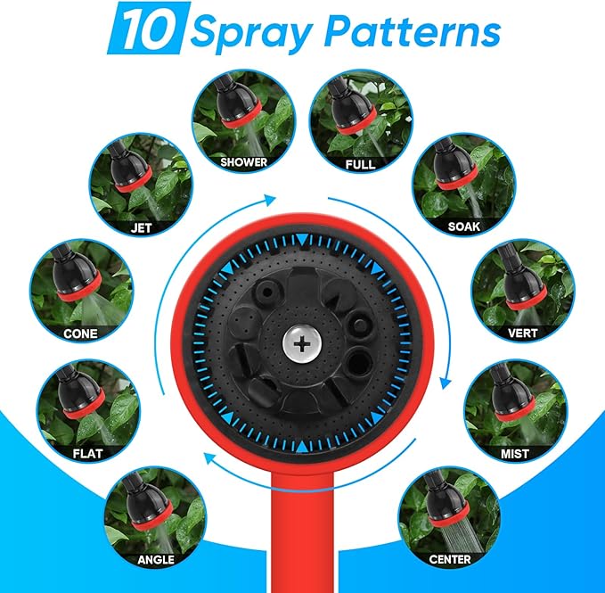 2 in 1 Bendable Watering Wand Heavy Duty for Garden/Car Cleaning | Use with 10 Spray Patterns, 29In Long Hose Nozzle Sprayer, Fits 3/4” Quick Coupling/Garden Hoses